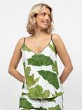 Cyberjammies Leaf Print Jersey Cami Pyjama Top, Olive Green/White