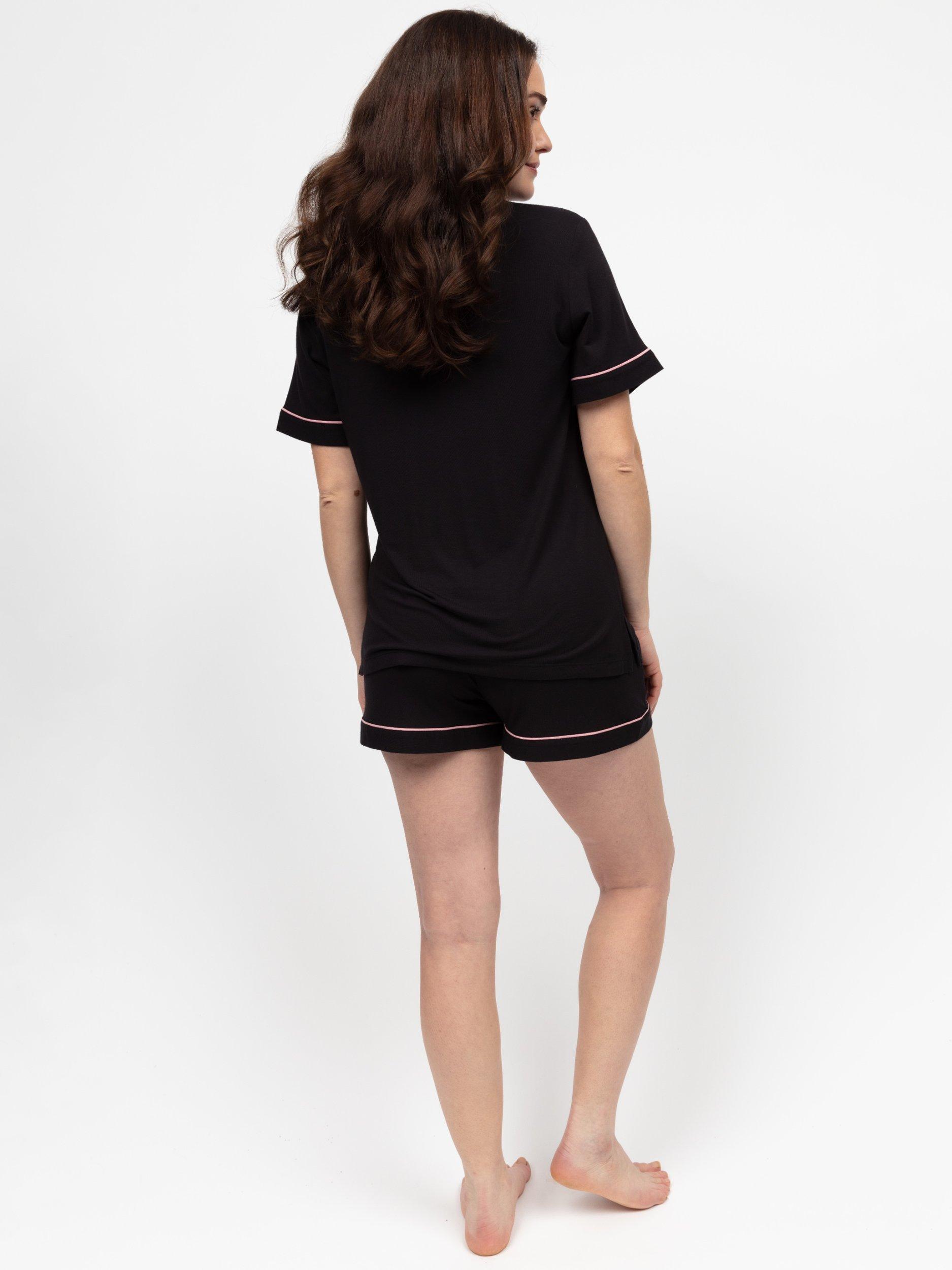 Product image 2 of 4, which shows Cyberjammies Bonnie Jersey Shorty Pyjama Set, Black, 6