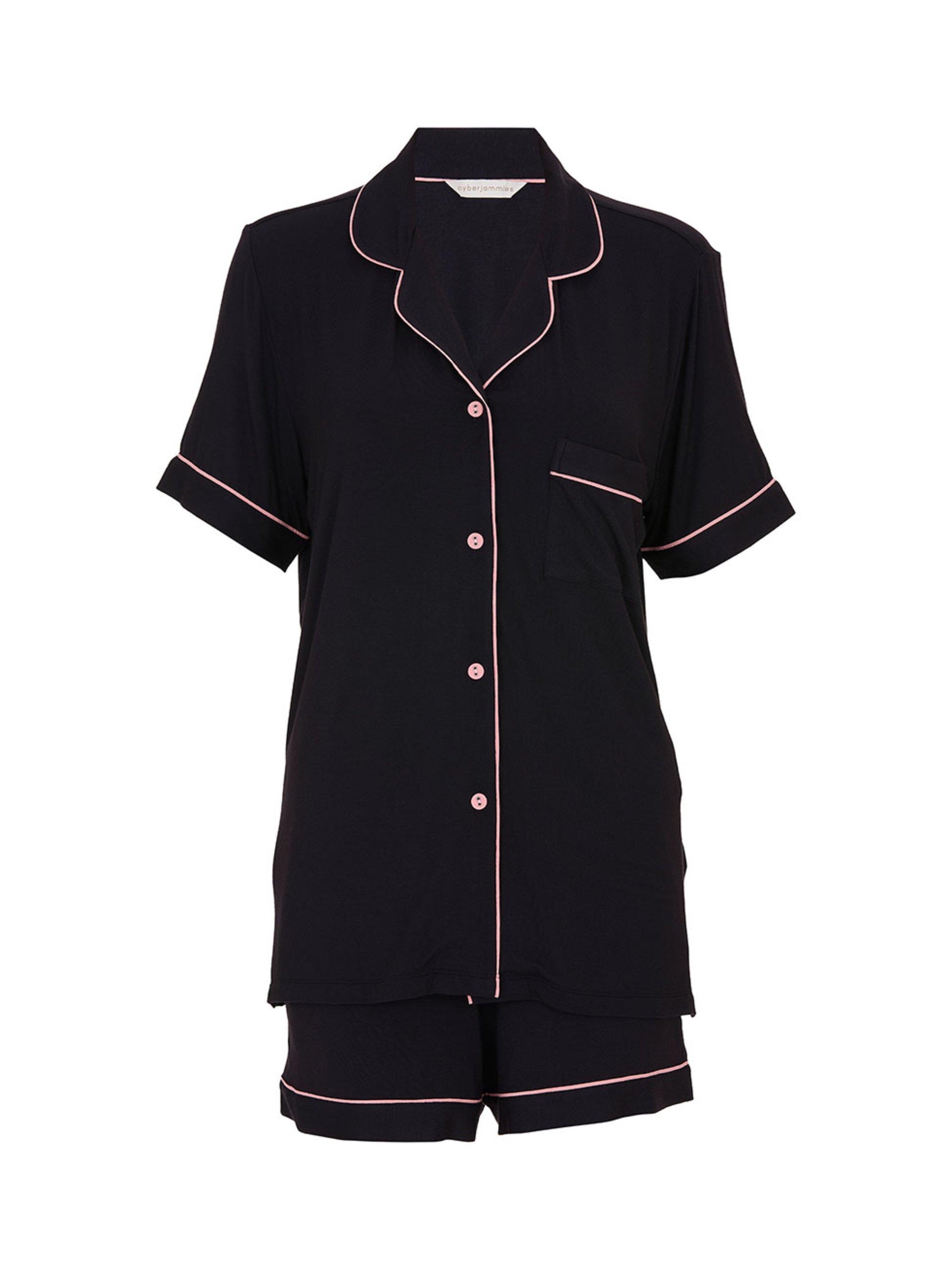 Product image 4 of 4, which shows Cyberjammies Bonnie Jersey Shorty Pyjama Set, Black, 6
