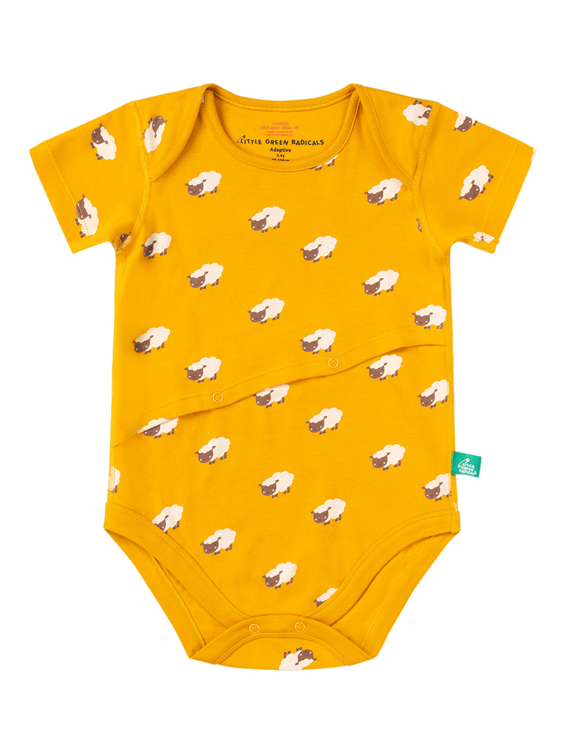 Product image 1 of 4, which shows Little Green Radicals Kids' Adaptive Bodysuit, Gold/Multi, 2-3 years