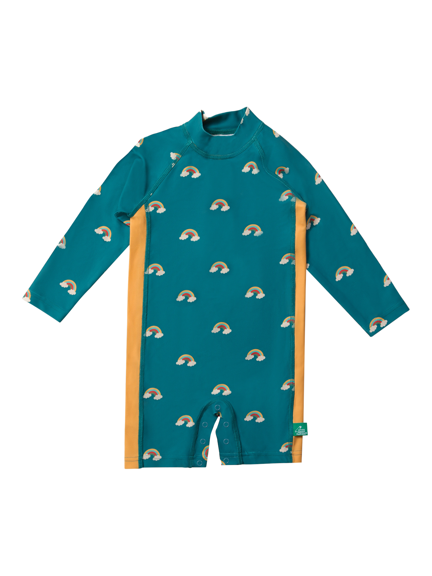 Product image 1 of 4, which shows Little Green Radicals Kids' Adaptive SPF Protective Sunsuit, Teal/Multi, 0-6 months