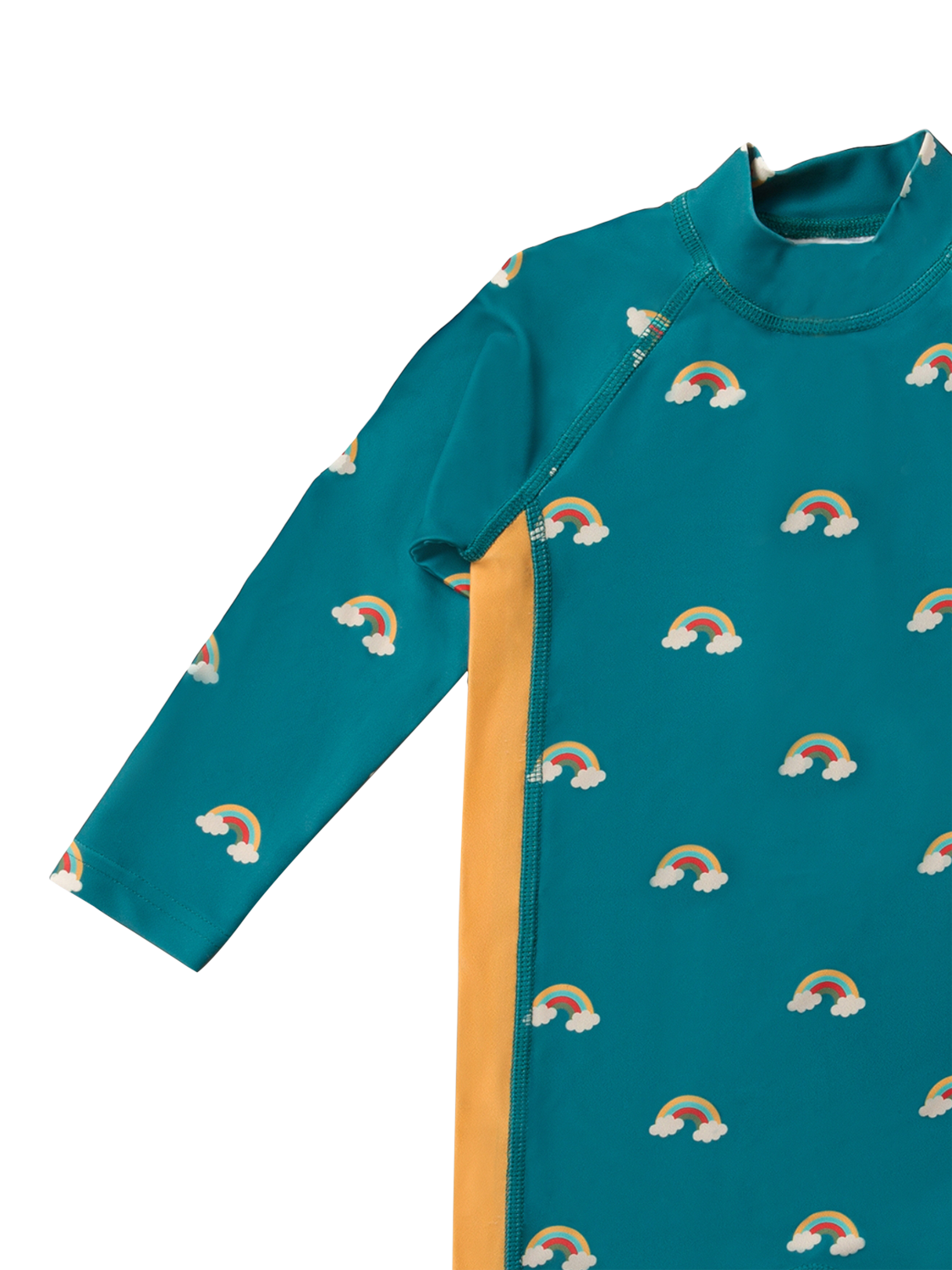 Product image 2 of 4, which shows Little Green Radicals Kids' Adaptive SPF Protective Sunsuit, Teal/Multi, 0-6 months