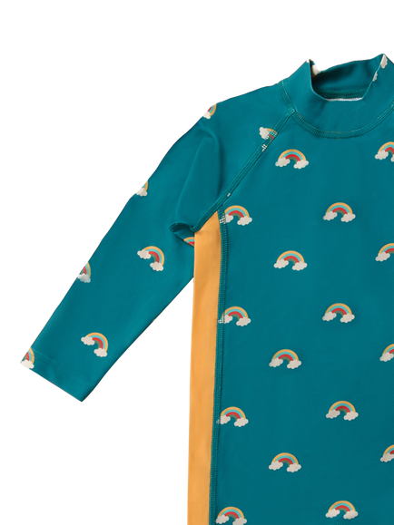 Little Green Radicals Kids' Adaptive SPF Protective Sunsuit, Teal/Multi - view 2, Teal/Multi