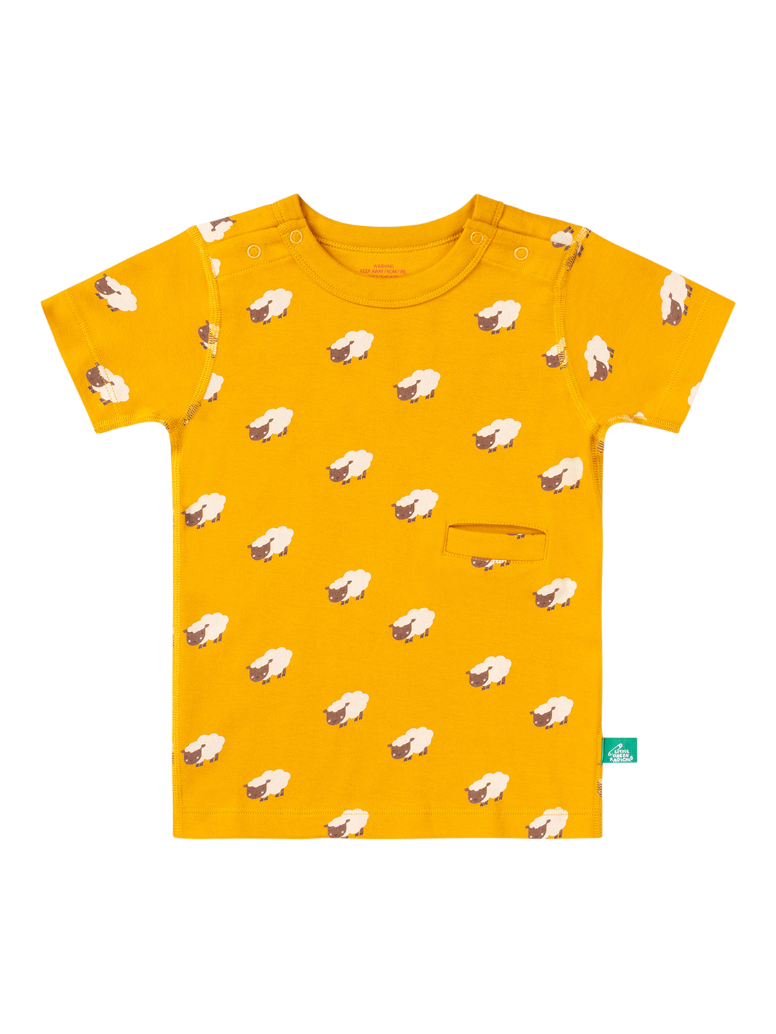 Product image 1 of 4, which shows Little Green Radicals Kids' Adaptive Short Sleeved T-Shirt, Gold/Multi, 2-3 years