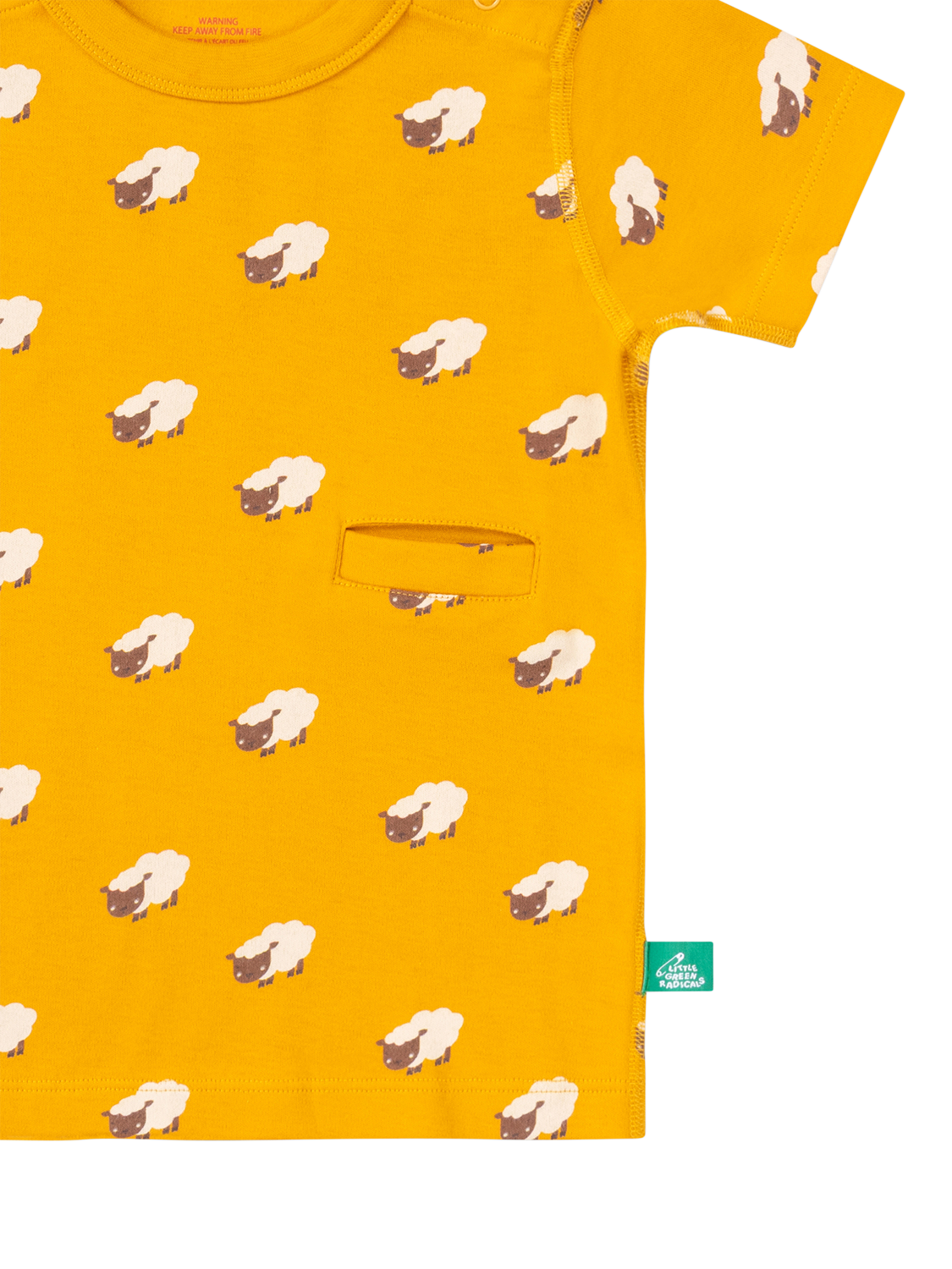 Product image 3 of 4, which shows Little Green Radicals Kids' Adaptive Short Sleeved T-Shirt, Gold/Multi, 2-3 years