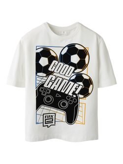 NAME IT Kids' FIFA Short Sleeve T-Shirt, Cloud Dancer, Cloud Dancer