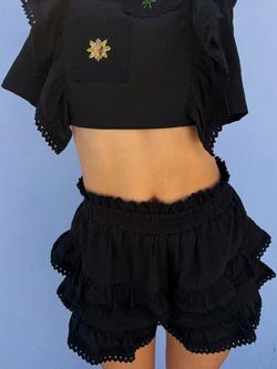 Never Fully Dressed Ruffle Lace Shorts, Black - view 2, Black