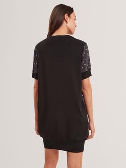 Ted Baker Short Sleeve Crew Neck Mini Shift Dress - view 2, Black/Multi