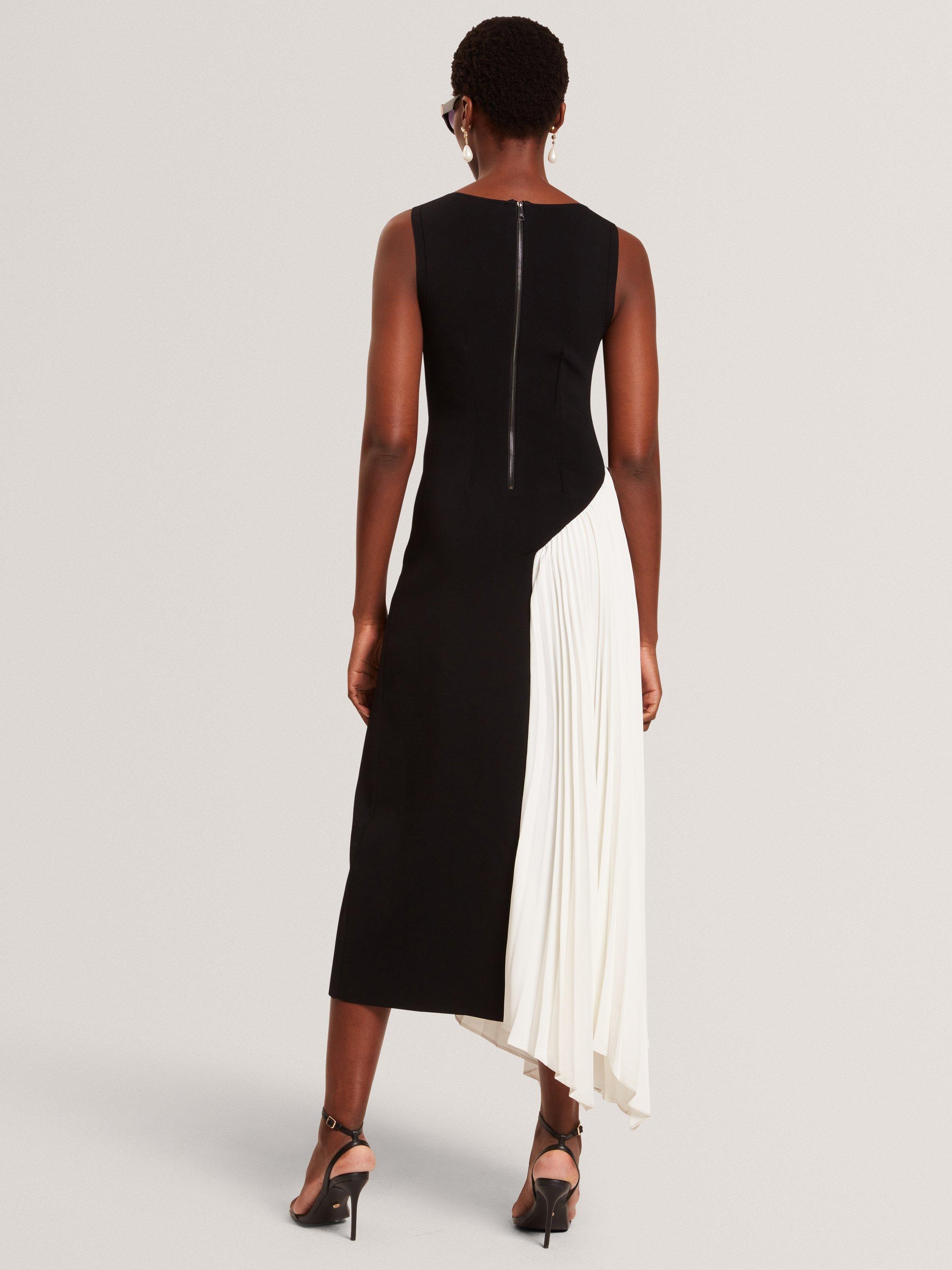Product image 2 of 6, which shows Ted Baker Contrast Panel Sleeveless Midi Dress, Black/White, 6