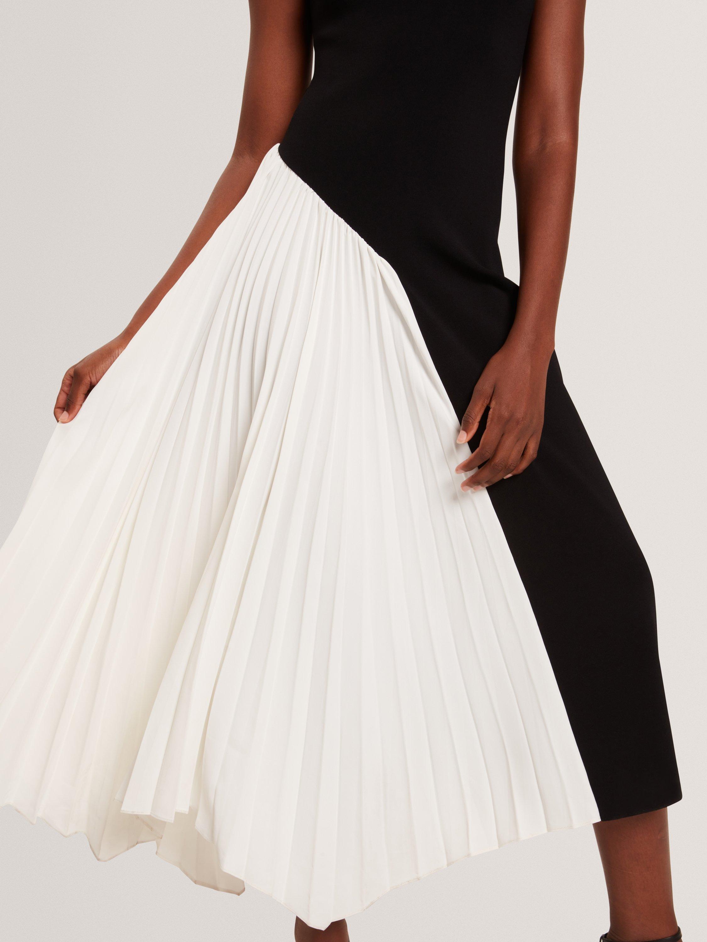 Product image 4 of 6, which shows Ted Baker Contrast Panel Sleeveless Midi Dress, Black/White, 6