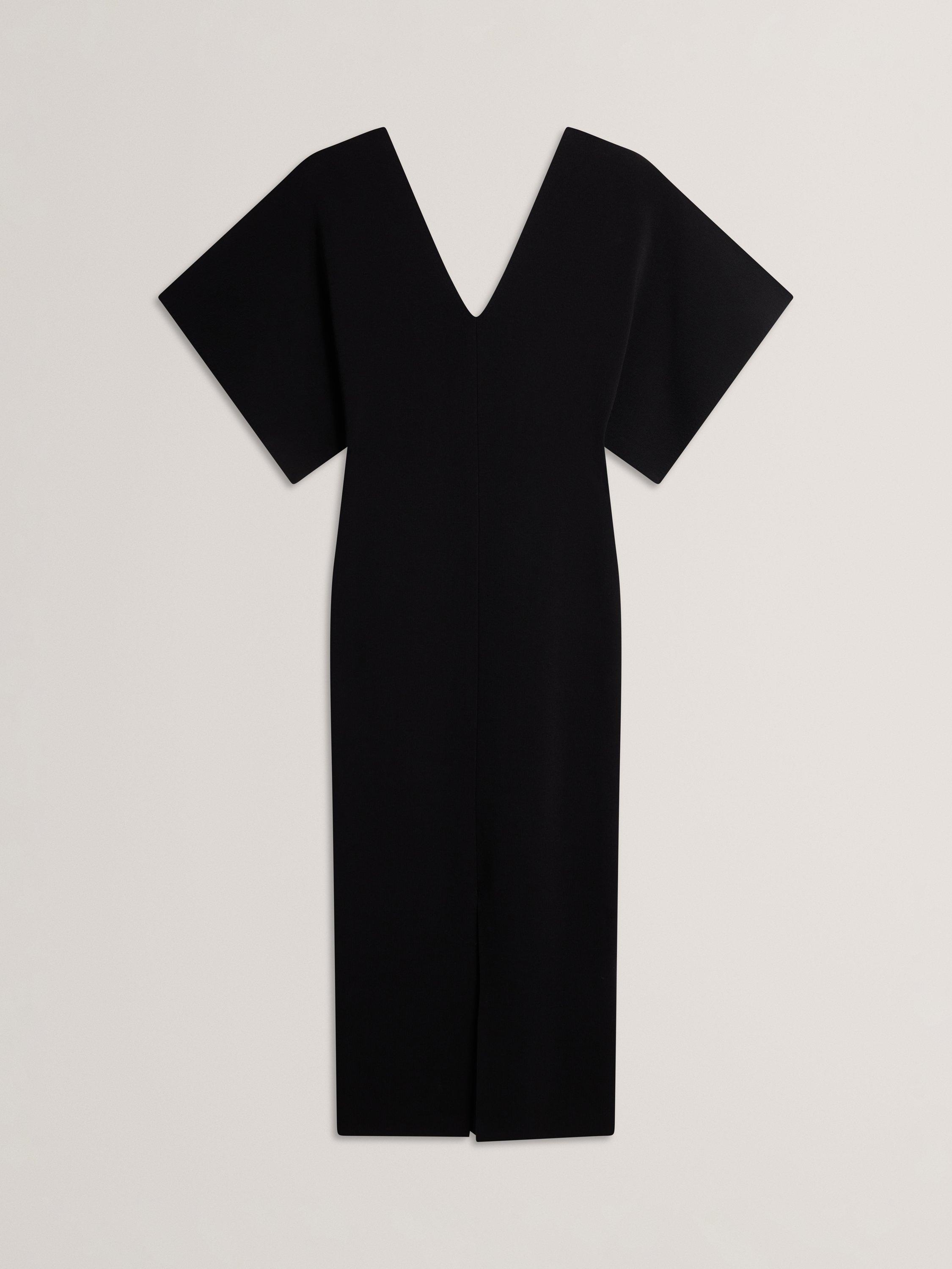 Product image 5 of 6, which shows Ted Baker Bodycon V Neck Midi Dress, Black, 6