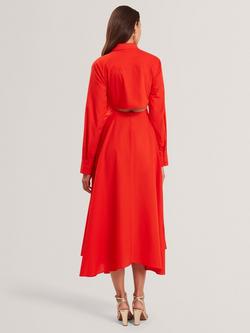 Ted Baker Wrap Shirt Midi Dress, Red - view 2, Red