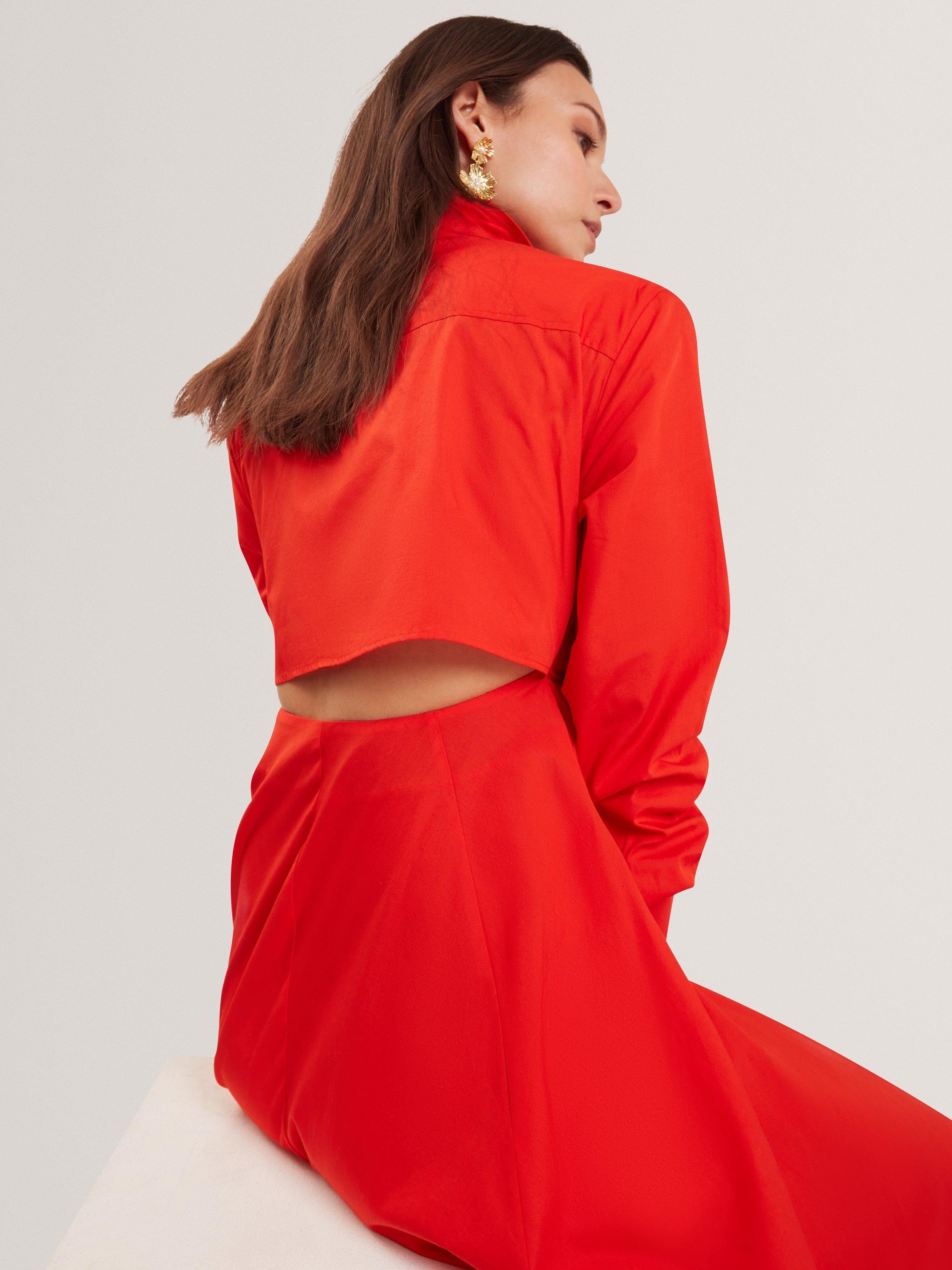 Product image 3 of 5, which shows Ted Baker Wrap Shirt Midi Dress, Red, 6