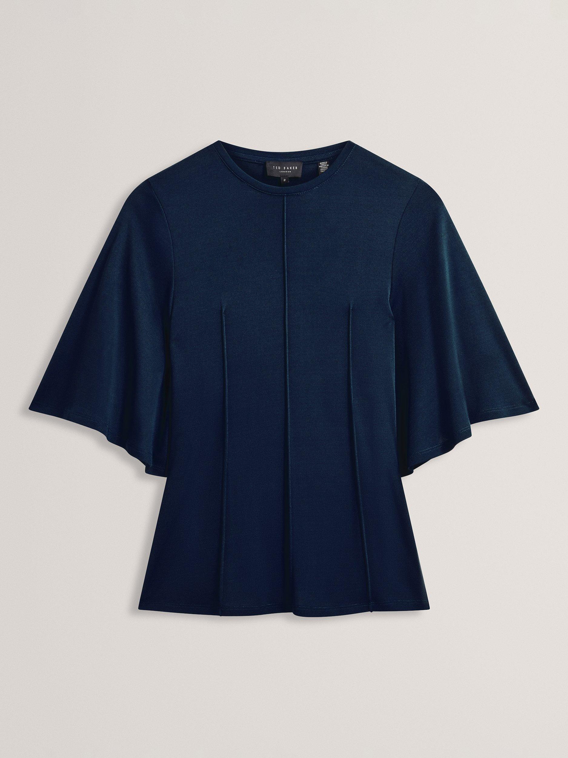 Product image 3 of 3, which shows Ted Baker Crepe Jersey Seam Detail Top, Navy, 6