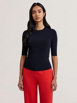 Ted Baker Knitted Crew Neck T-Shirt - view 2, Navy