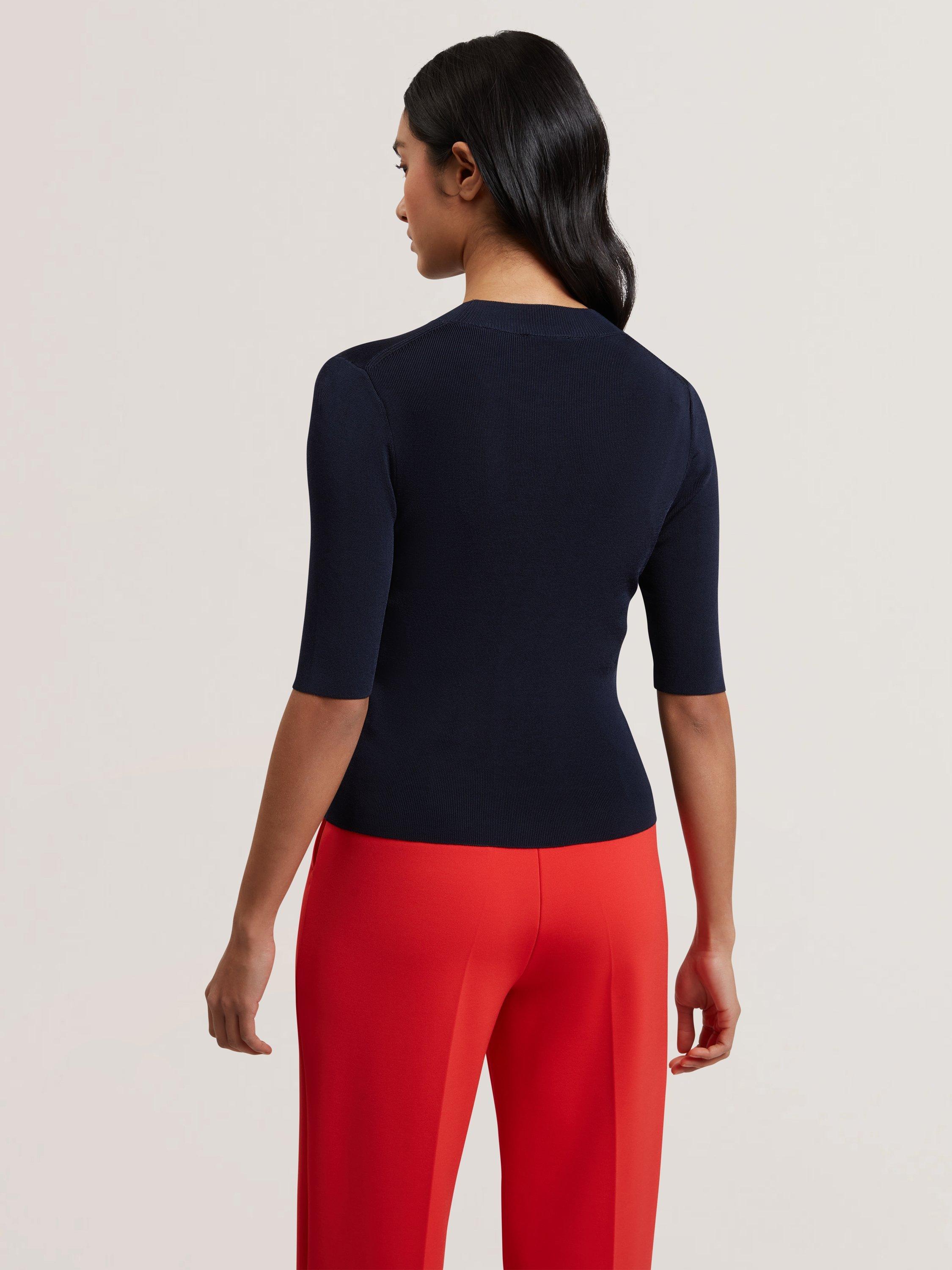 Product image 3 of 4, which shows Ted Baker Knitted Crew Neck T-Shirt, Navy, 6