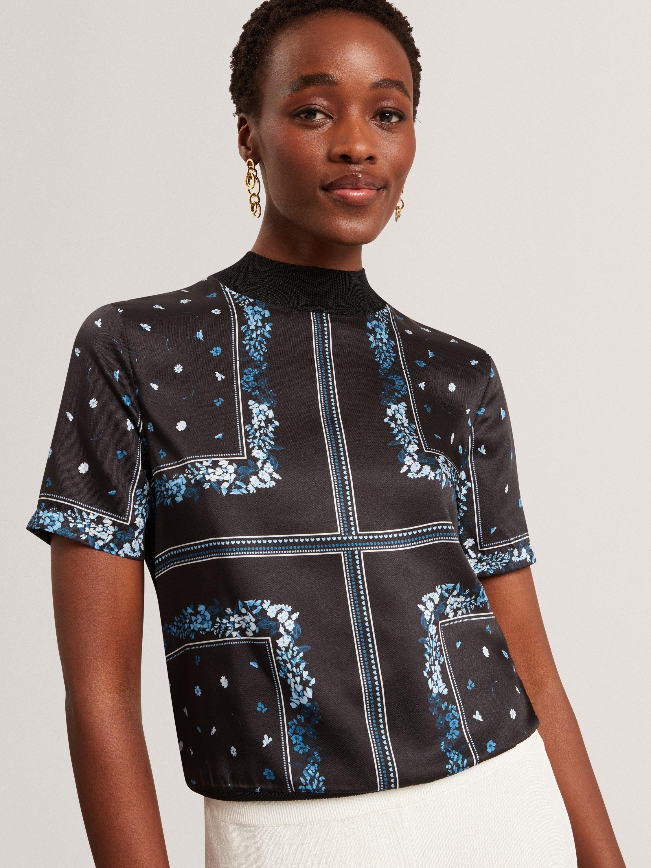 Product image 1 of 6, which shows Ted Baker Crew Neck Sleeveless T-Shirt, Black/Multi, 8