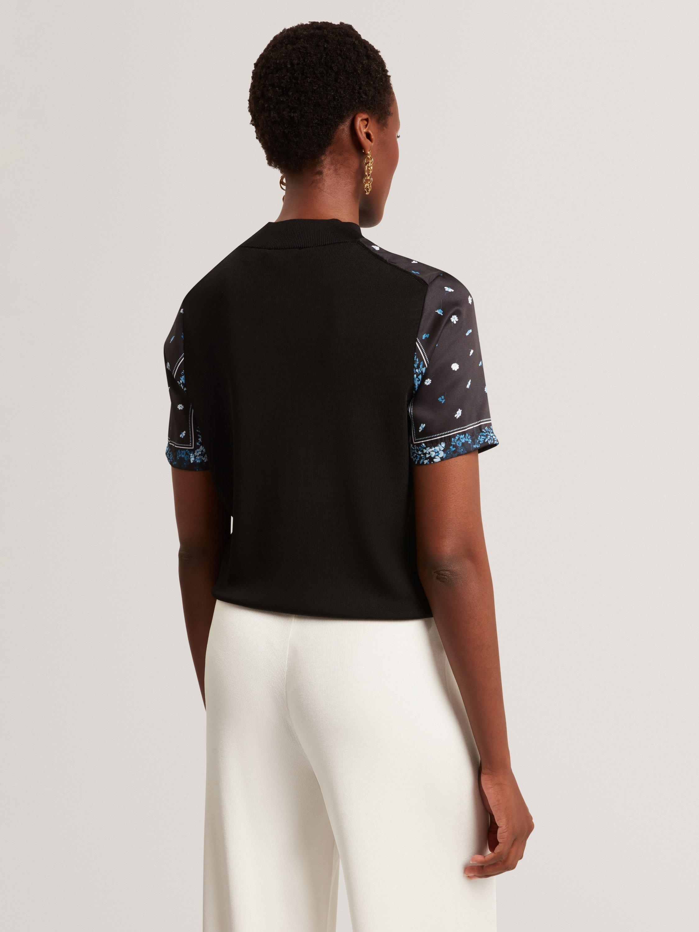 Product image 2 of 6, which shows Ted Baker Crew Neck Sleeveless T-Shirt, Black/Multi, 8