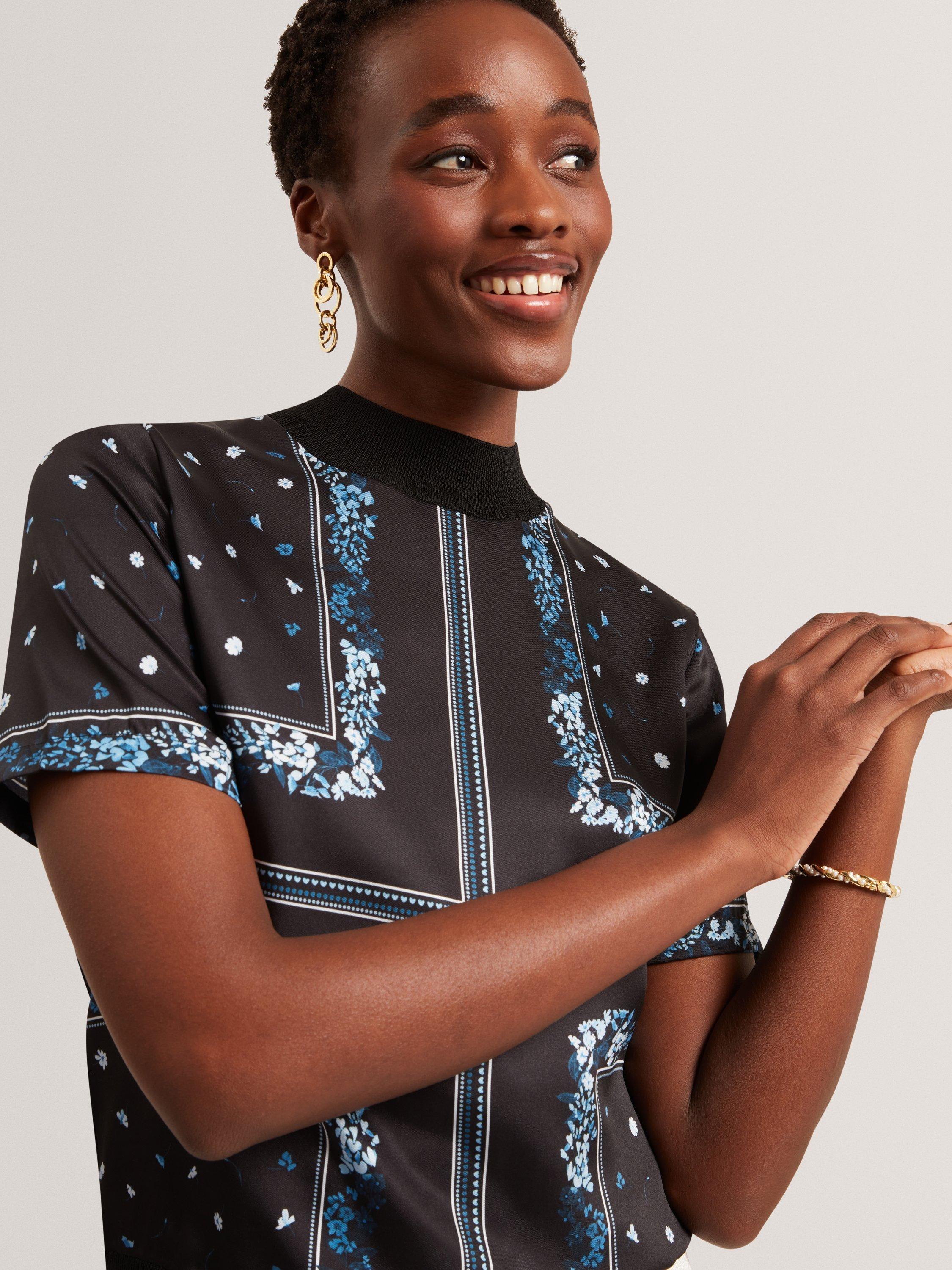 Product image 4 of 6, which shows Ted Baker Crew Neck Sleeveless T-Shirt, Black/Multi, 8