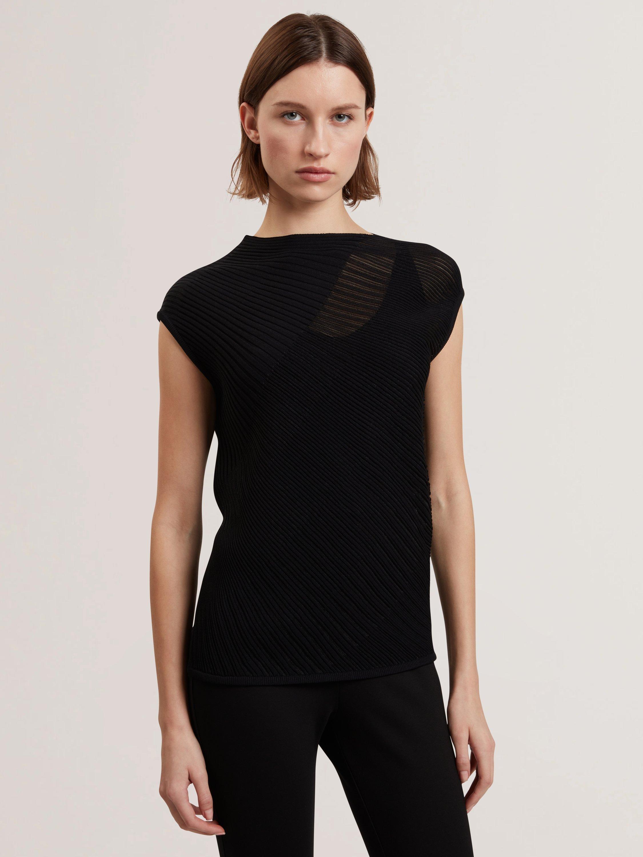 Product image 1 of 4, which shows Ted Baker Sheer Detail Knit Top, Black, 6