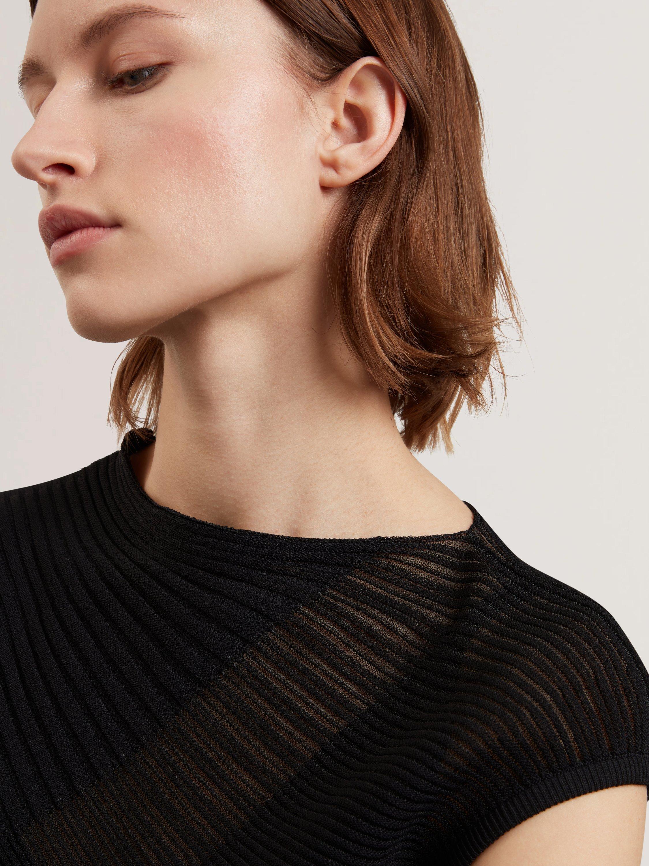 Product image 2 of 4, which shows Ted Baker Sheer Detail Knit Top, Black, 6