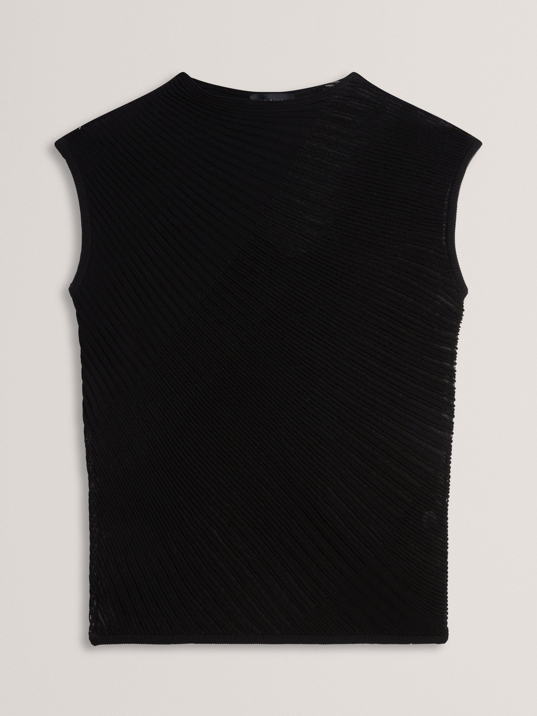 Product image 4 of 4, which shows Ted Baker Sheer Detail Knit Top, Black, 6