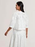 Ted Baker Textured Rose Collarless Boxy Fit Cropped Jacket, White