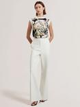 Ted Baker High Waist Flared Trousers, White