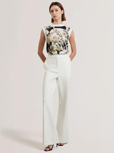 Ted Baker High Waist Flared Trousers, White, White