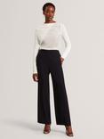 Ted Baker Mid Rise Wide Leg Trousers, Navy