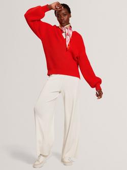 Ted Baker Cotton Blend V Neck Jumper, Red