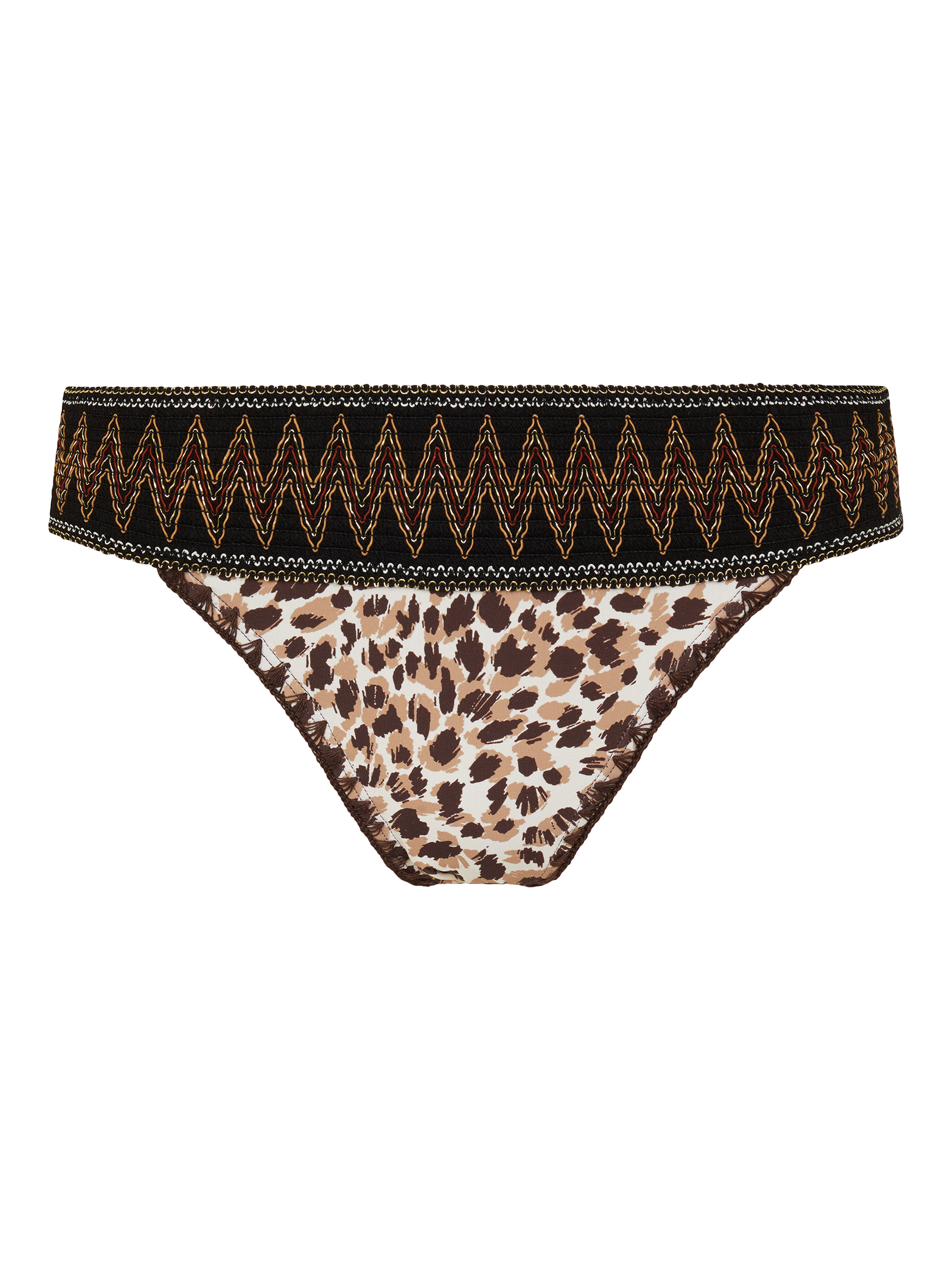 Product image 3 of 4, which shows Accessorize Leopard Print Waistband Bikini Bottoms, Brown, 6
