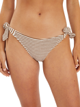 Accessorize Textured Stripe Bunny Tie Bikini Bottoms, Beige