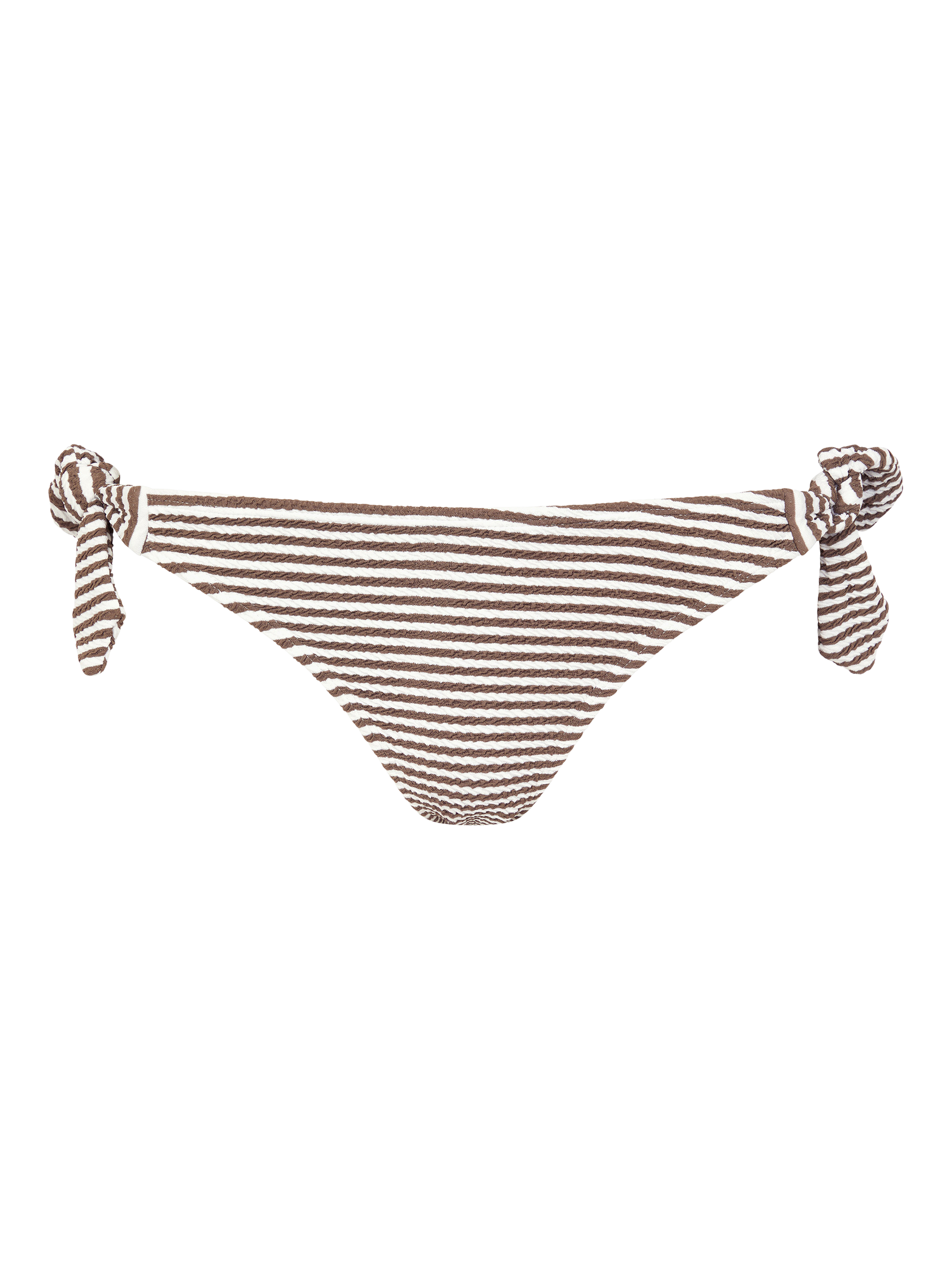 Product image 4 of 4, which shows Accessorize Textured Stripe Bunny Tie Bikini Bottoms, Beige, 6