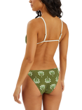 Accessorize Palm Tie Front Triangle Bikini Top, Khaki