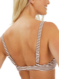 Accessorize Textured Stripe Tie Front Bikini Top, Beige