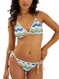 Accessorize Zig Zag Crochet Triangle Bikini Top, Blue