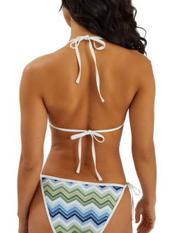 Accessorize Zig Zag Crochet Triangle Bikini Top, Blue - view 2, Blue