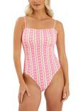 Accessorize Palms Bandeau Swimsuit, Pink