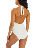 Accessorize Shell Jacquard Halterneck Swimsuit, White