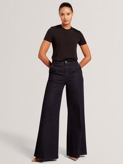 Ted Baker Mid Rise Wide Leg Jeans, Dark Blue