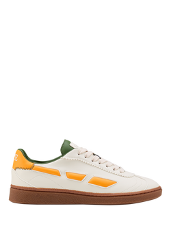 SAYE M70 Jazzy Vegan Leather Lace Up Trainers, White/Multi, White/Multi