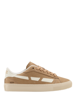 SAYE M99 City Vegan Leather Lace Up Trainers, Beige, Beige