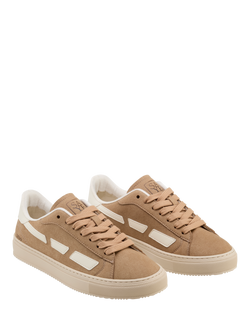 SAYE M99 City Vegan Leather Lace Up Trainers, Beige - view 2, Beige