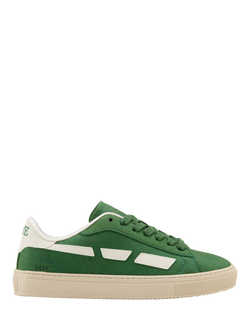 SAYE M99 City Vegan Leather Lace Up Trainers, Green, Green