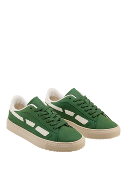 SAYE M99 City Vegan Leather Lace Up Trainers, Green - view 2, Green
