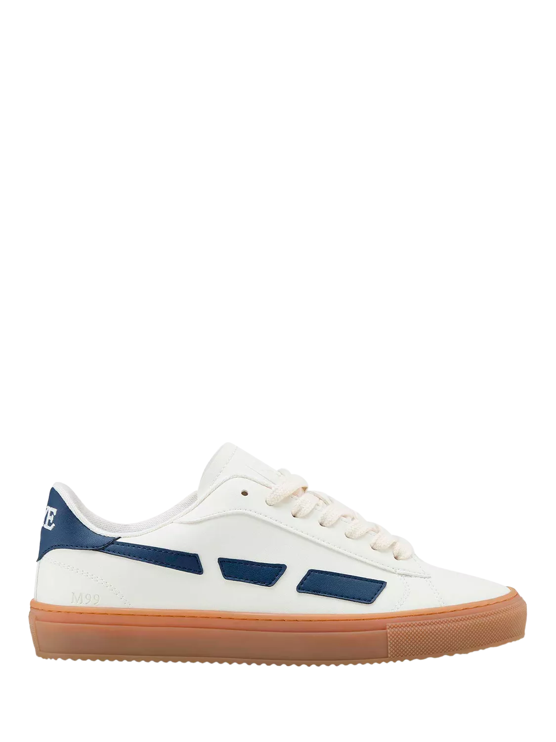 SAYE M99 City Vegan Leather Lace Up Trainers, White/Blue
