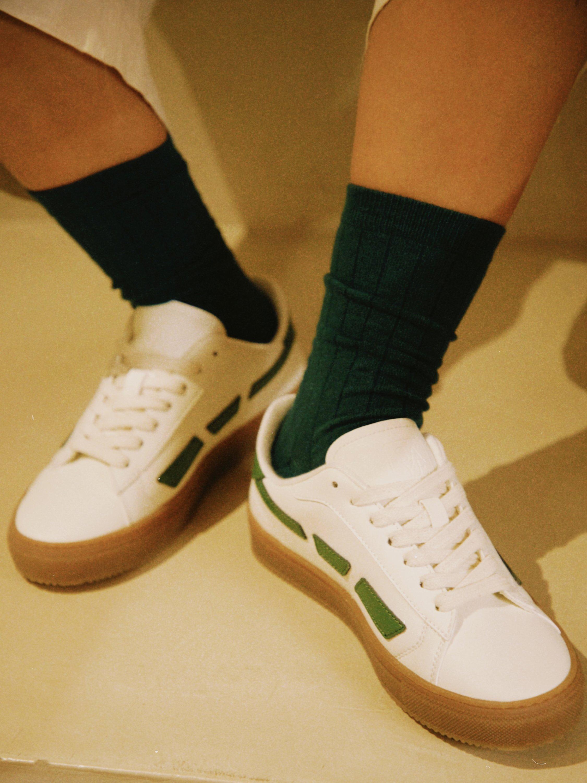 SAYE M99 City Vegan Leather Lace Up Trainers, White/Green