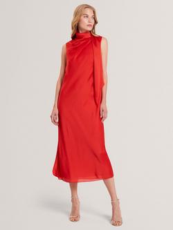 Ted Baker Goana Sleeveless Cowl Neck Midi Sheath Dress, Red