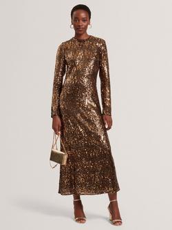 Ted Baker Jadeaa Sequinned A-Line Midi Dress, Gold